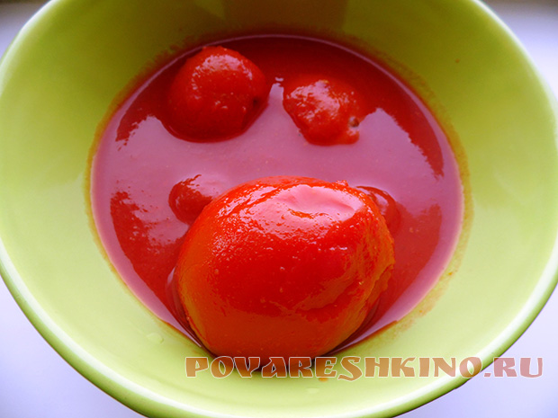 Постный суп с пшеном и консервированными помидорами